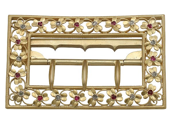 Antique Gold Belt Buckle with Rubies 