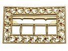 0.18 ct Diamond and 0.19 ct Ruby, 20 ct Yellow Gold Belt Buckle - Antique Victorian