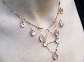 Moonstone Necklace Being Worn
