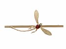 0.69 ct Emerald and Garnet, 9 ct Yellow Gold Dragonfly Brooch - Antique Victorian