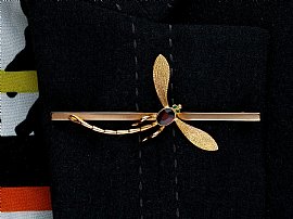 gold dragonfly brooch wearing