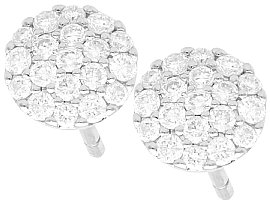 0.50ct Diamond and 18ct White Gold Stud Earrings - Vintage Circa 1990