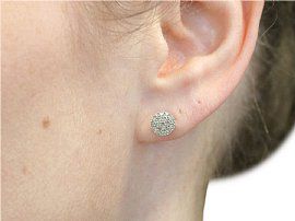 0.50 ct Diamond and 18 ct White Gold Stud Earrings - Vintage Circa 1990