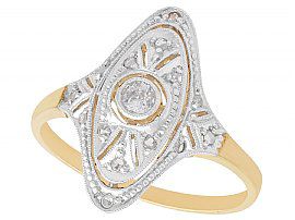 0.12ct Diamond and 14ct Yellow Gold Marquise Ring - Antique Circa 1920