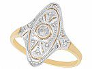 0.12 ct Diamond and 14 ct Yellow Gold Marquise Ring - Antique Circa 1920