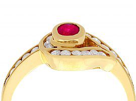 Yellow Gold Ruby and Diamond Ring Vintage
