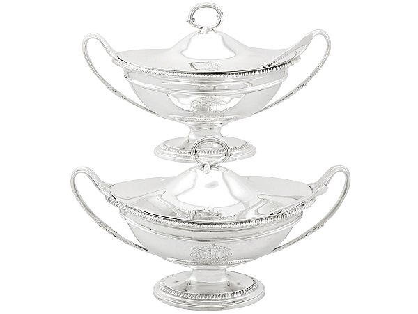 Sterling Silver Sauce Tureens with Ladles