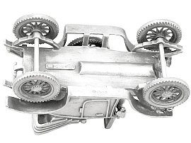 silver car model underside