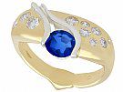 0.97 ct Sapphire and 0.48 ct Diamond, 18 ct Yellow Gold Dress Ring - Vintage Circa 1980