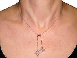 Emerald and Diamond Necklace Wearing Image