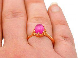 pink star ruby on the finger