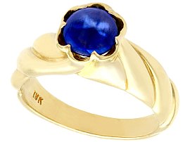 1.22ct Sapphire and 18ct Yellow Gold Dress Ring - Vintage Circa 1980