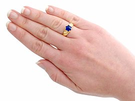 sapphire and yellow gold ring wearing 