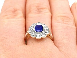 Yellow Gold Sapphire Ring Wearing Finger