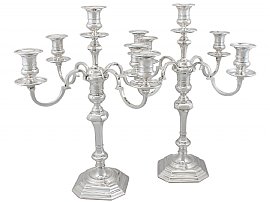 Sterling Silver Five Light Candelabra - George I Style -  Antique George V