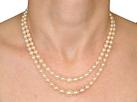 Wearing Vintage Double Strand Pearl Necklace
