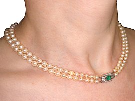 Double Strand Pearl Necklace On Neck