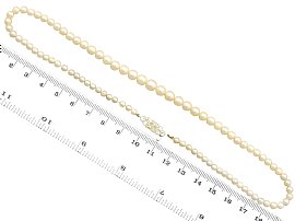 Single Strand Pearl Necklace with Diamond Clasp