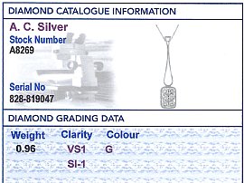 Multi Diamond Pendant Grading Card