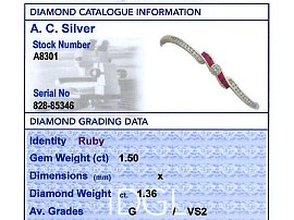 Ruby Diamond Bangle Grading Card