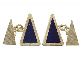 Lapis Lazuli and 18 ct Yellow Gold Cufflinks - Vintage 1971