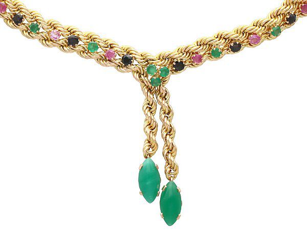 Gemstone Rope Chain Necklace | Vintage 