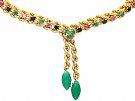 4.5 ct Ruby, 4.18 ct Sapphire, 9.02 ct Chrysoprase and 14 ct Yellow Gold Necklace - Vintage Circa 1990