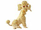 Garnet and 9 ct Yellow Gold Poodle Brooch - Vintage 1965