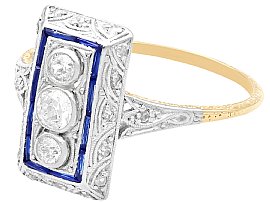 1920s Art Deco Diamond and Sapphire Ring