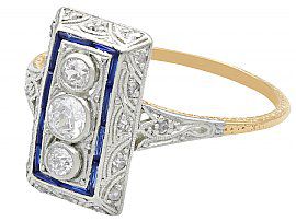 art deso ring with diamonds and sapphires