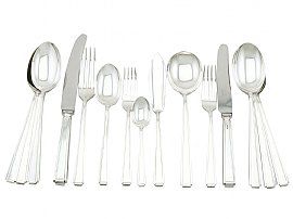 Sterling Silver Canteen of Cutlery for Twelve Persons - Art Deco Style - Vintage