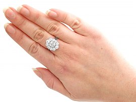 Platinum Diamond Cluster Ring Wearing 