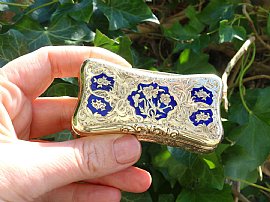 Antique Yellow Gold Box with Enamel Outside