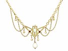 0.32 ct Opal and Ruby, 9 ct Yellow Gold Necklace - Art Nouveau - Antique Circa 1900