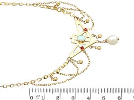 Antique Art Nouveau Necklace with Gemstones Size