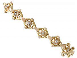Gold Antique Pearl and Diamond Bracelet 