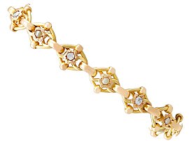 2.61 ct Diamond and Seed Pearl, 9 ct Yellow Gold Bracelet - Antique Circa 1910