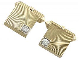 0.52 ct Diamond and 18 ct Yellow Gold Cufflinks - Vintage Circa 1960