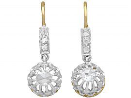 0.26 ct Diamond and 18 ct Yellow Gold Drop Earrings - Antique French Circa 1910