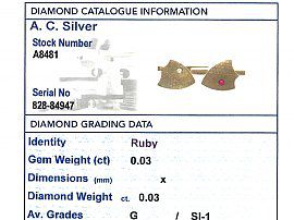 Diamond and Ruby, 18 ct Yellow Gold 'Shield' Cufflinks - Antique Circa 1920