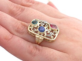 Vintage Multi Gemstone Ring Wearing