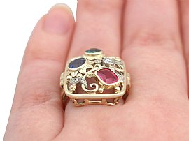 Vintage Multi Gemstone Ring Wearing