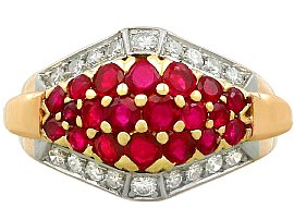 Vintage Gold Ruby Diamond Dress Ring 
