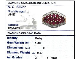Vintage Gold Ruby Dress Ring Grading Card