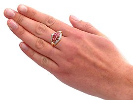 Vintage Gold Ruby Dress Ring Hand Wearing