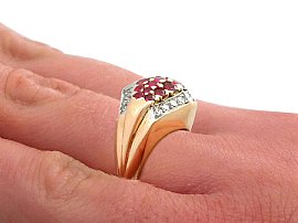 Vintage Gold Ruby Dress Ring Finger Wearing