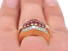Vintage Gold Ruby Dress Ring Finger Wearing
