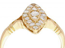 Marquise Shaped Diamond Cluster Ring in Yellow Gold