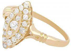 Marquise Shaped Diamond Cluster Ring in 14k Gold