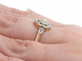 Seed Pearl and Diamond Ring Wearing Hand